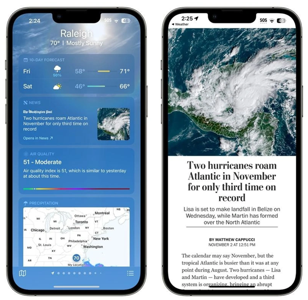 丰满苹果14维修分享iPhone 14手机如何看天气时顺带看新闻 