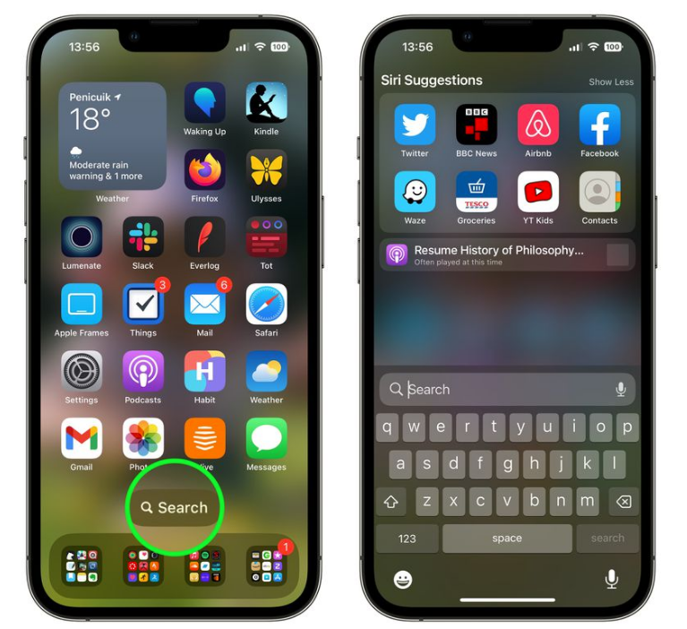 丰满苹果手机维修分享升级到 iOS 16 后，如何删除主屏幕上的搜索按钮 