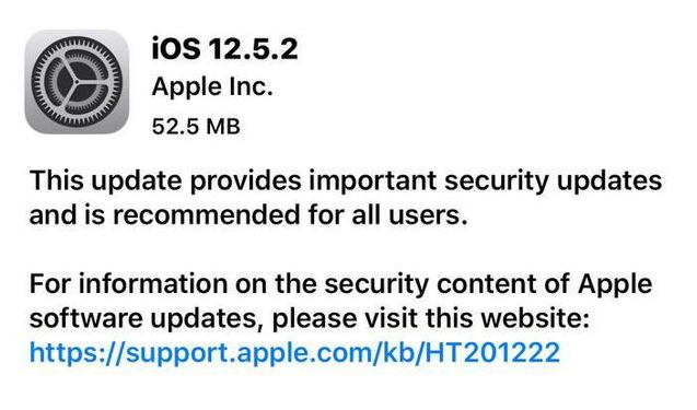 丰满苹果手机维修分享iOS12.5.2发布，建议所有老苹果用户安装 